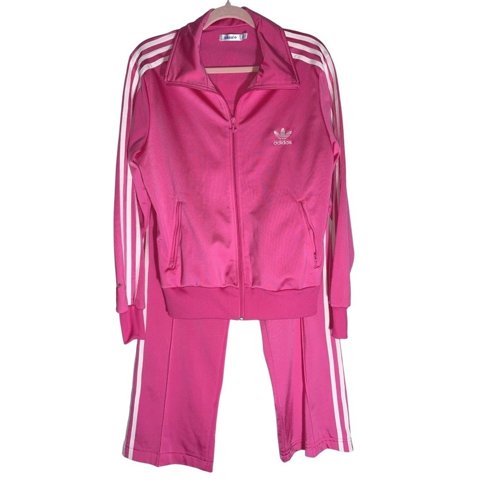 Adidas hot pink track suit 2 PC set Jacket sz LRG Pants sz MED. MINT COND